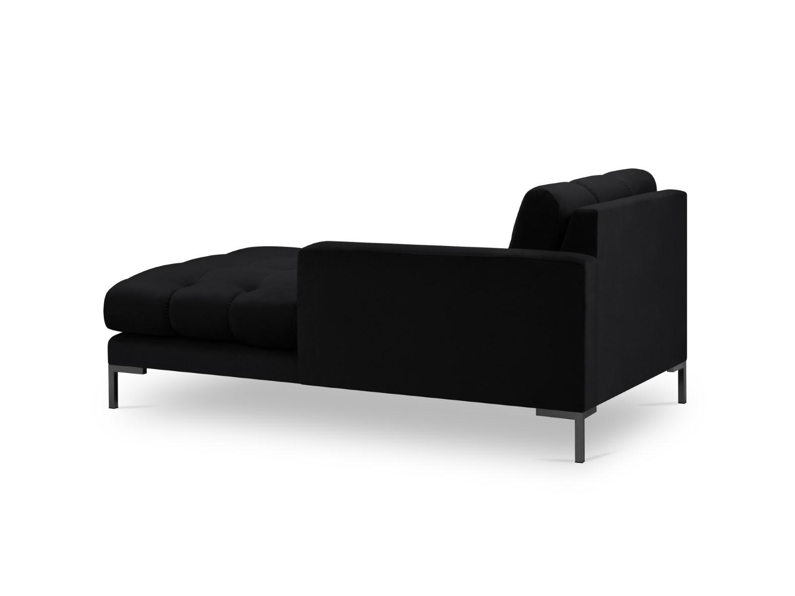 CHAISELONGUE rechts Mamaia aus Samt schwarz - Schwarz, Textil (102/75/185cm) - Micadoni
