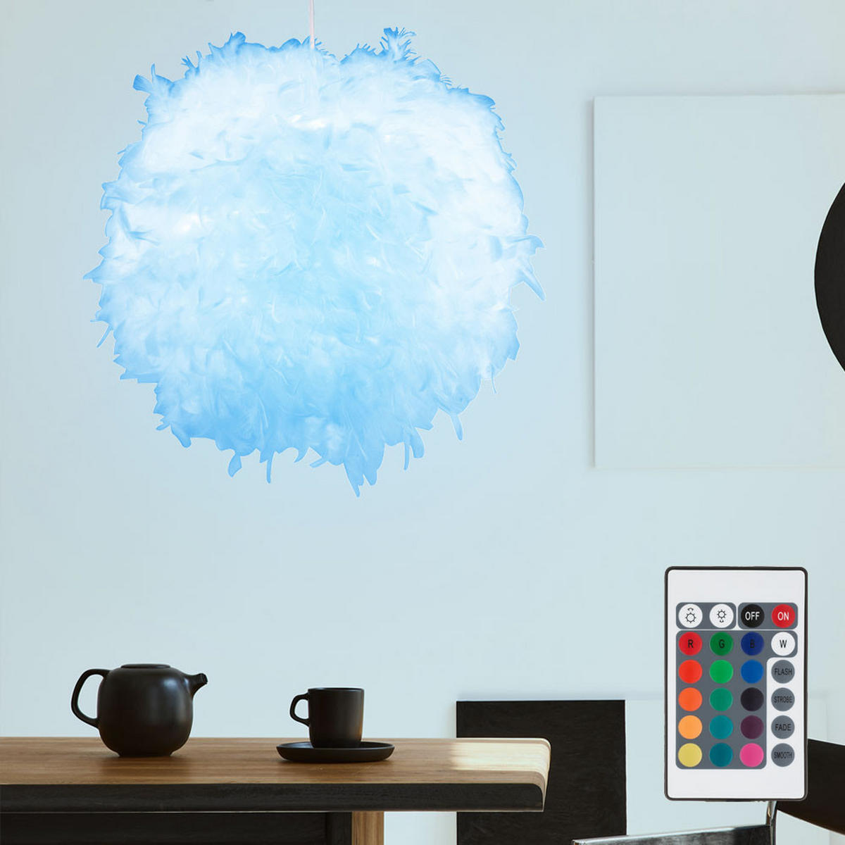 LED HÄNGELEUCHTE Ducky Weiß Federn - Weiß, Papier (30/30/150cm)