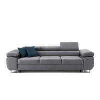 3-SITZER-SOFA WILD mit Schlaffunktion 127x190 Velours Dunkelgrau - Chromfarben/Dunkelgrau, Holz/Textil (262/90/102cm) - Muffo