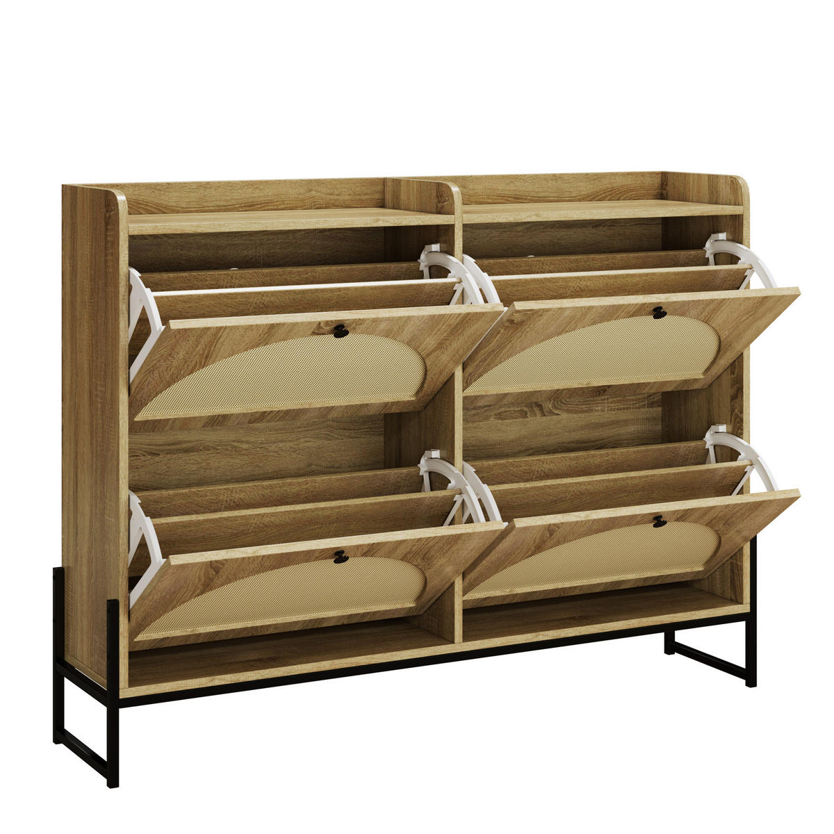 SCHUHSCHRANK mit 4 Klappen 118/25/91,5 cm in Naturfarbe, schmal und platzsparend - Naturfarben, Holzwerkstoff (118/91.5/25cm) - BEAOK