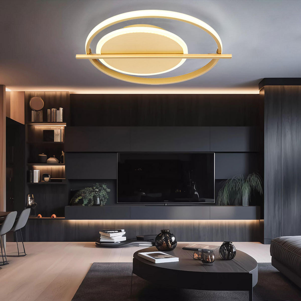 LED DECKENLEUCHTE Metall Goldfarben - Goldfarben, Metall (40/36/5cm) - Globo Lighting