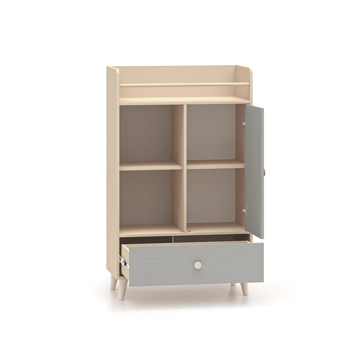 KNIHOVNA Alycia Béžová - Šedá - Efekt dřeva - šedá, dřevo (80/132/40cm) - Petits-meubles