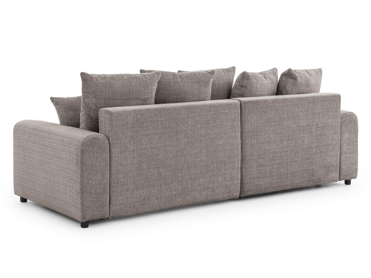 ECKSOFA Calma mit Schlaffunktion und Bettkasten im Bumpy-Design aus weichem Taupe Chenille-Stoff - Ottomane links - Taupe/Beige, Holz/Kunststoff (140/239cm) - S-Style Möbel
