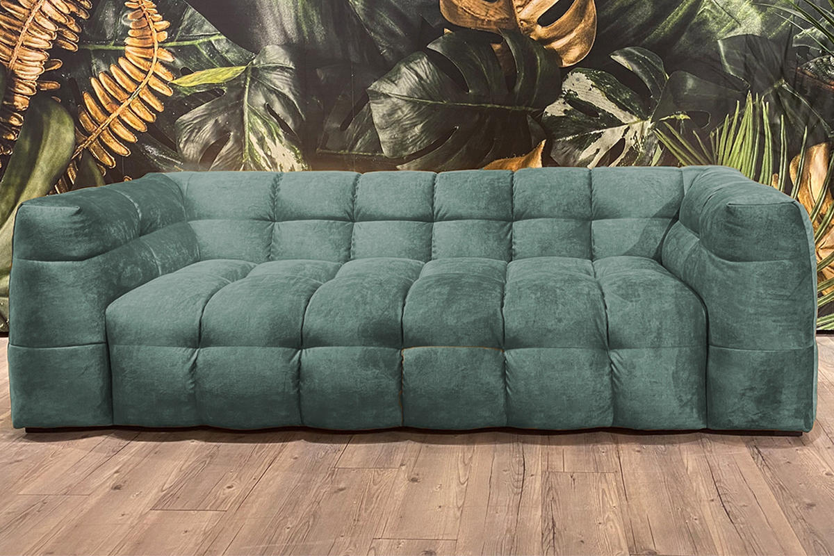 SOFA RIO Petrol Velvet - Petrol/Schwarz, Textil (236/68/105cm) - KAWOLA