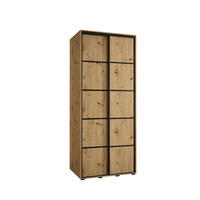 SCHWEBETÜRENSCHRANK 235,2/100/45 2-türig - Schwarz/Eiche Artisan, Holz/Metall (100/235/45cm) - Abiks Möbel