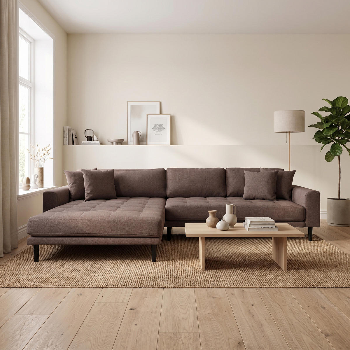 SOFFA Lido 290 x 170 x 76 cm – brun - Brun, Textil (290/76/170cm) - ebuy24