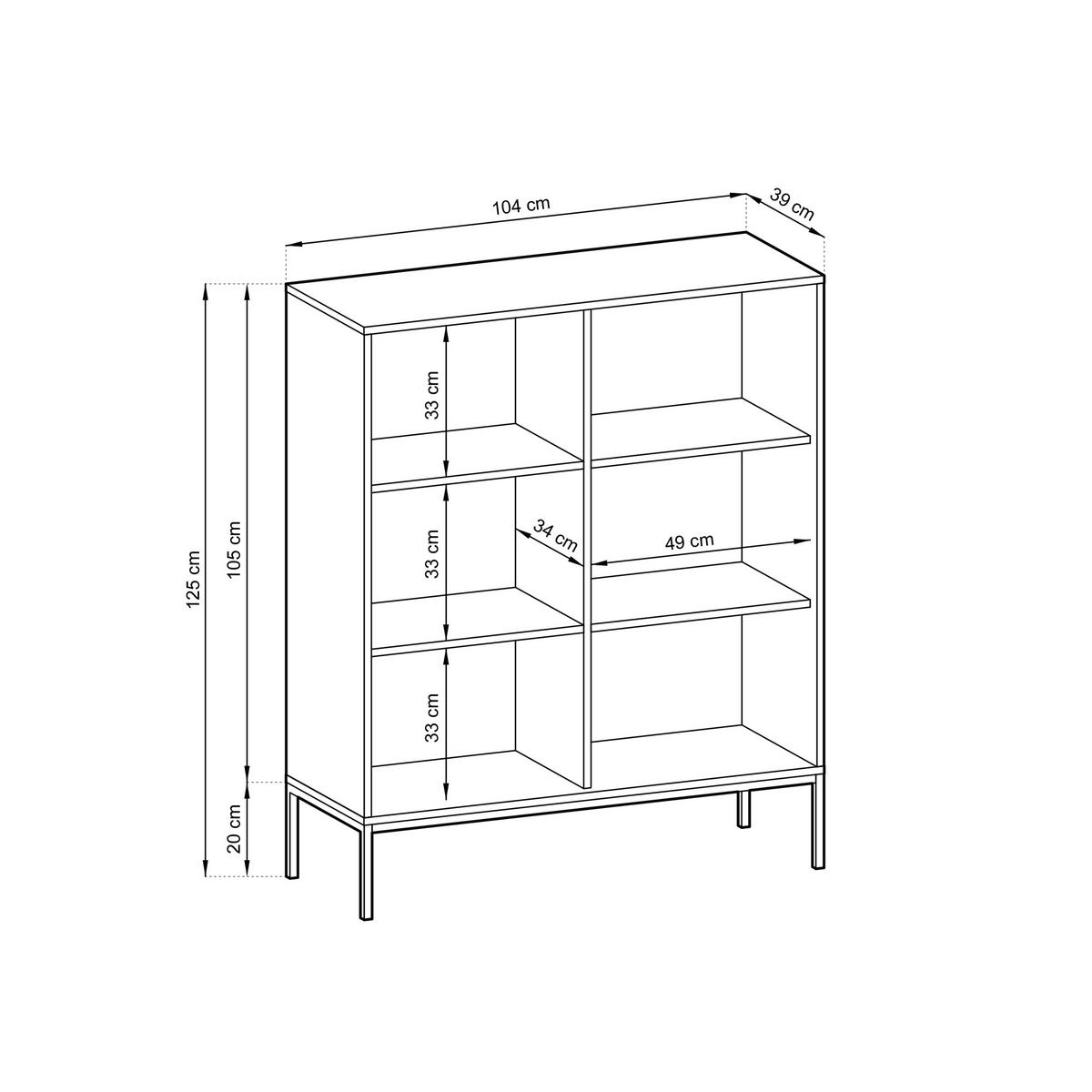 HIGHBOARD Vellore Schwarz mit goldenen Metallbeinen 104 cm - Goldfarben/Schwarz, Holzwerkstoff/Metall (104/125/39cm) - Selsey