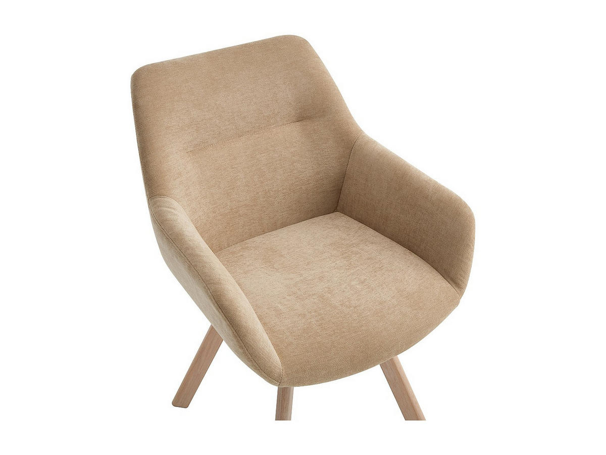 DREHSTUHL 2er-Set mit Armlehnen - Stoff & Eiche - Beige - VELBURY - Beige, Textil (62.5/84/58cm) - Vente-Unique