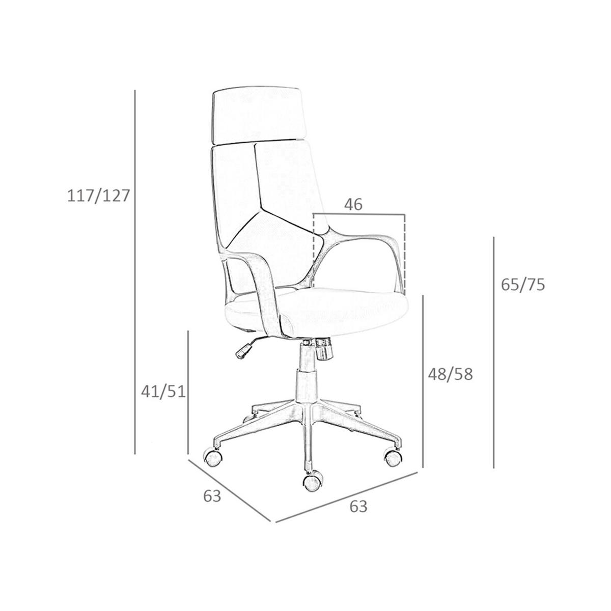 CHEFSESSEL Bürodrehstuhl aus hellgrauem Stoff und schwarzem PVC 63/63/117 cm - Schwarz/Grau, Textil (63/117/63cm) - ANGEL CERDA