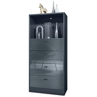 KOMMODE Pino Fronten in Grau Hochglanz - Grau, Holzwerkstoff (56/125/36cm) - Vladon