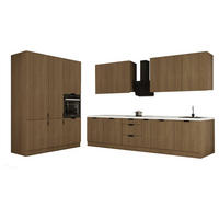 KÜCHENZEILE 320 x 160 cm - Sorento KS13-M320 - in Dunkle Eiche - Eichefarben/Schwarz, Holz/Metall (480/247/58cm)