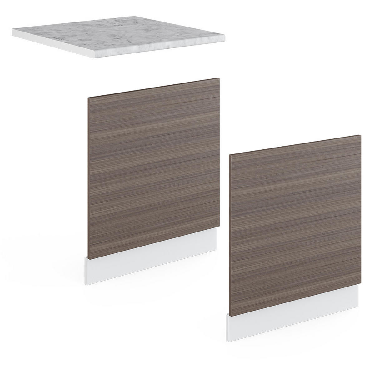 FRONTBLENDE R-Line Grau 60 cm, AP Marmor - Weiß/Braun, Holzwerkstoff (60/57.2/1.6cm) - Vicco