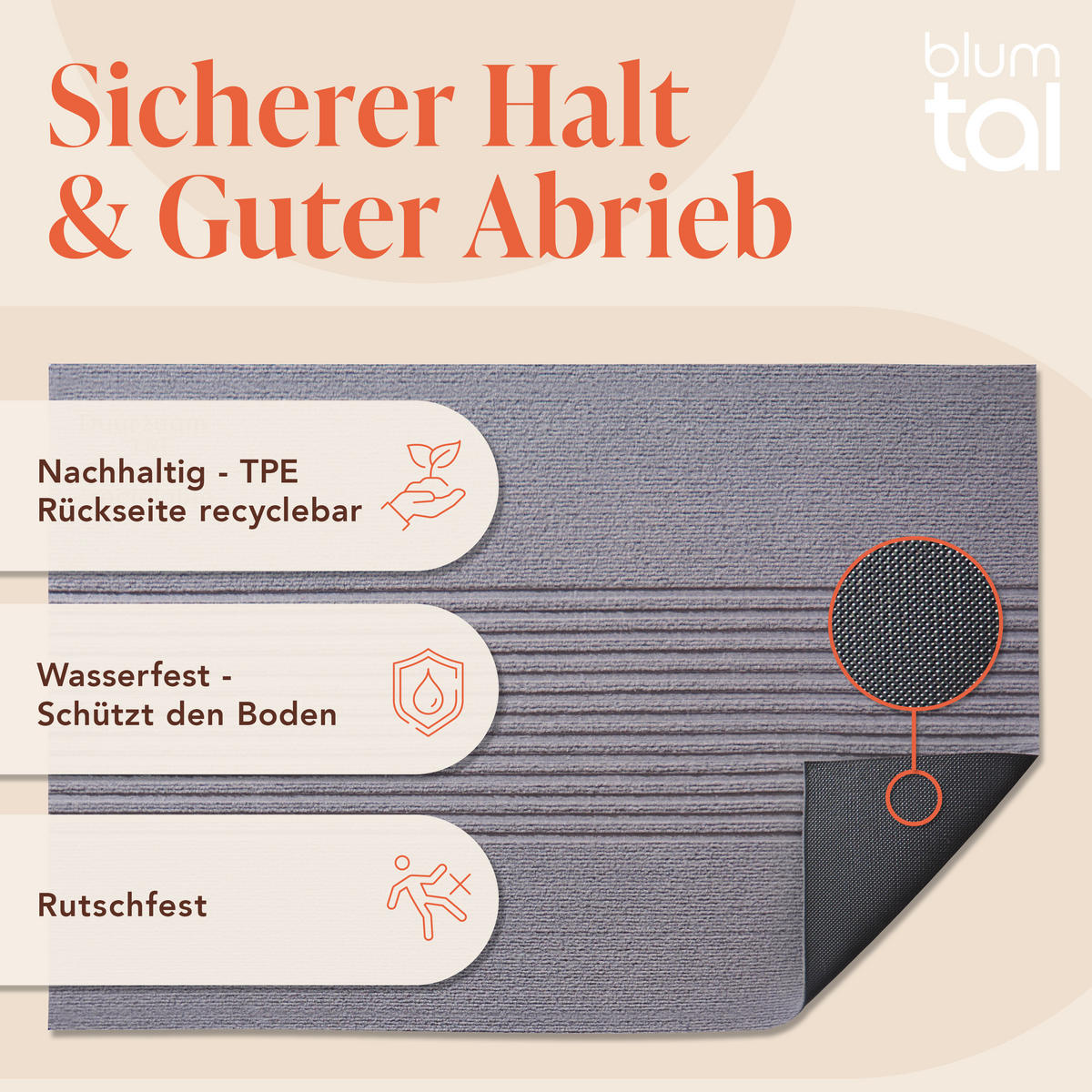 FUSSMATTE 60/90 cm Grau - Grau, Textil (60/90cm) - Blumtal