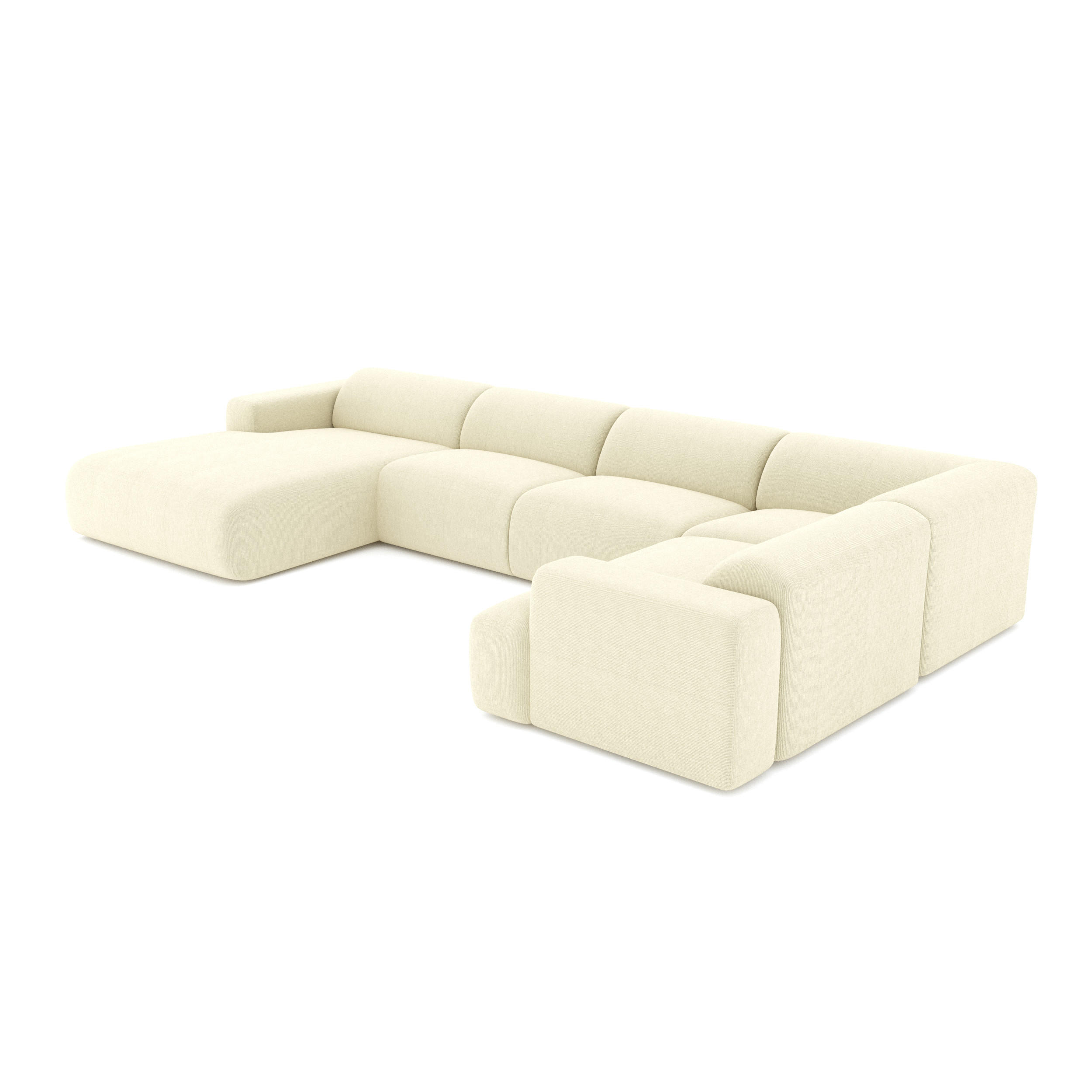 WOHNLANDSCHAFT Gerippter Samt Creme 354cm - Creme, Textil (354/73/200cm) - Sia Home