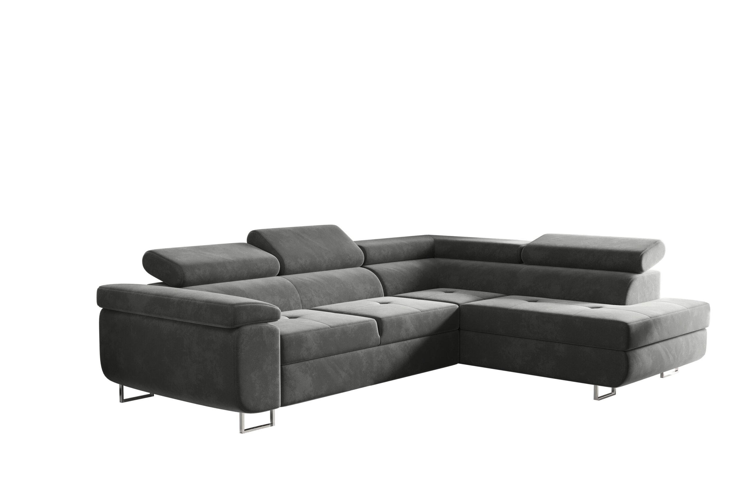 ECKSOFA mit Schlaffunktion und Bettkasten ATOM Grau Rechts - Grau, Holz/Textil (275/202cm) - Kaiser Möbel