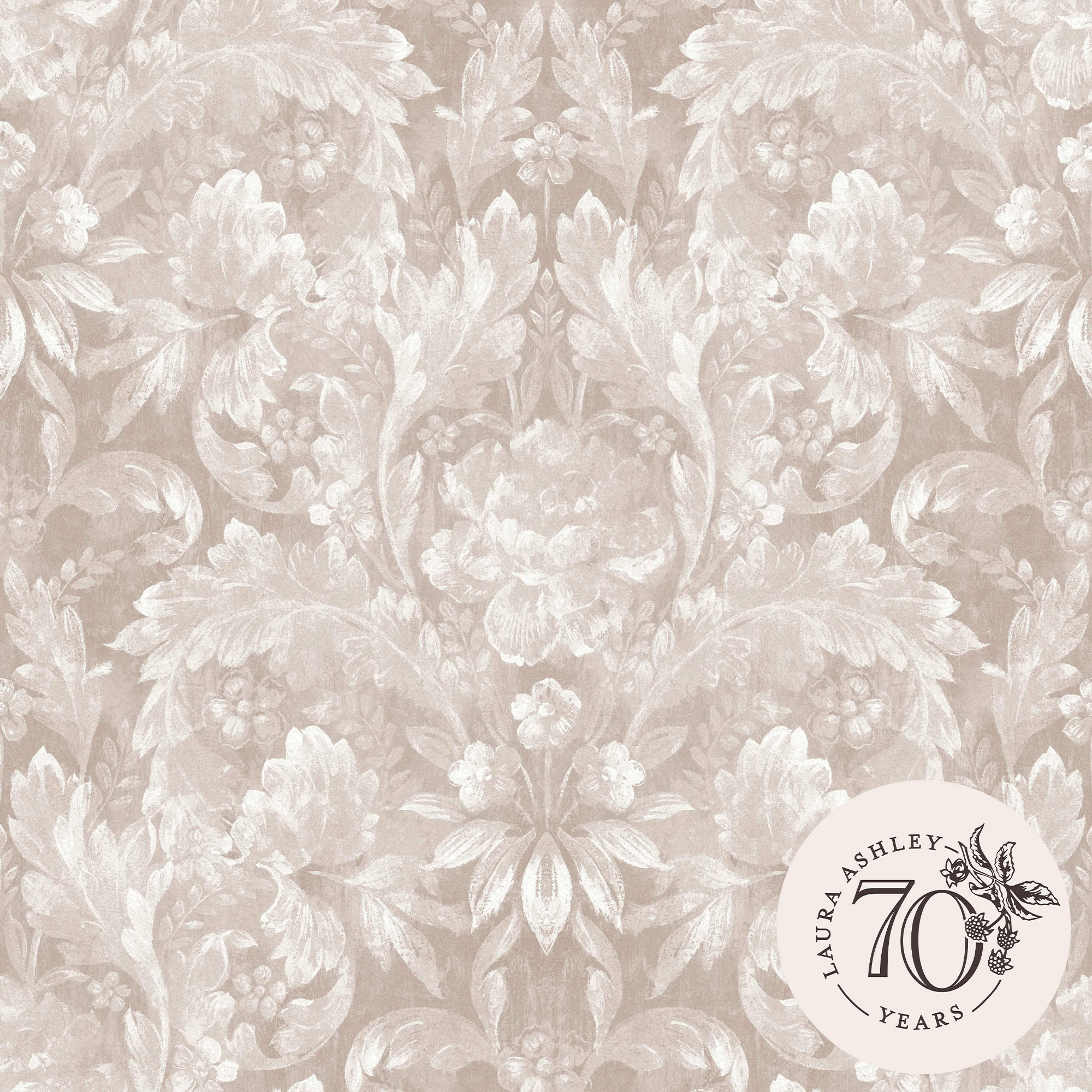 VLIESTAPETE Apolline Taubengrau | Beige Grau | Damast Botanisches Design | 10mx52cm - Grau, Papier/Kunststoff (1000/1000cm) - LAURA ASHLEY