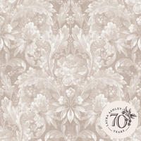 VLIESTAPETE Apolline Taubengrau | Beige Grau | Damast Botanisches Design | 10mx52cm - Grau, Papier/Kunststoff (1000/1000cm) - LAURA ASHLEY