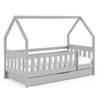 HAUSBETT Mickey mit Matratze, Rausfallschutz und Schublade (Grau, 160x80 cm) - Grau, Holz (80/125/160cm) - VENASI MÖBEL
