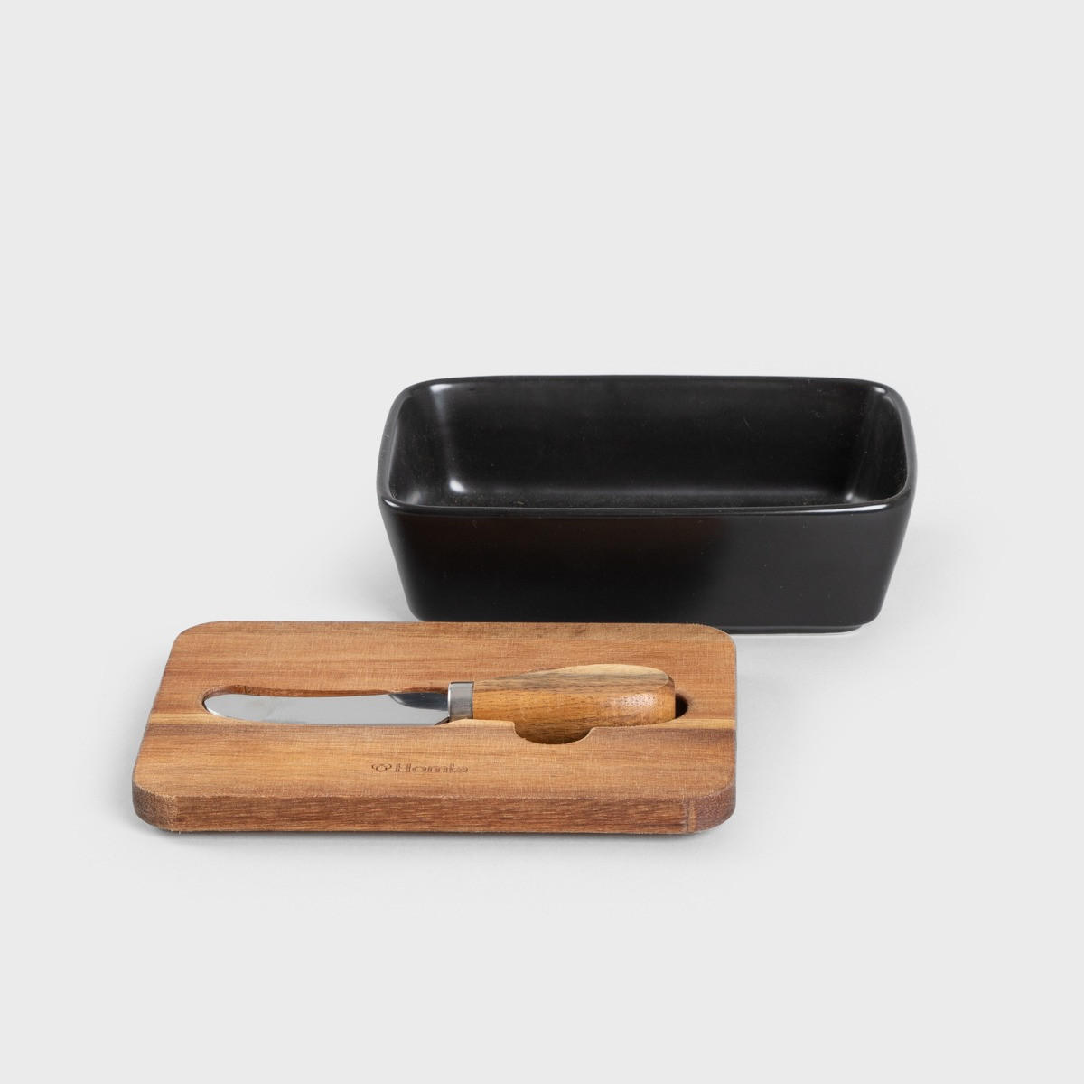 BUTTERDOSE Mooka schwarz 11/16 cm - Schwarz, Keramik (11/5/16cm) - Homla