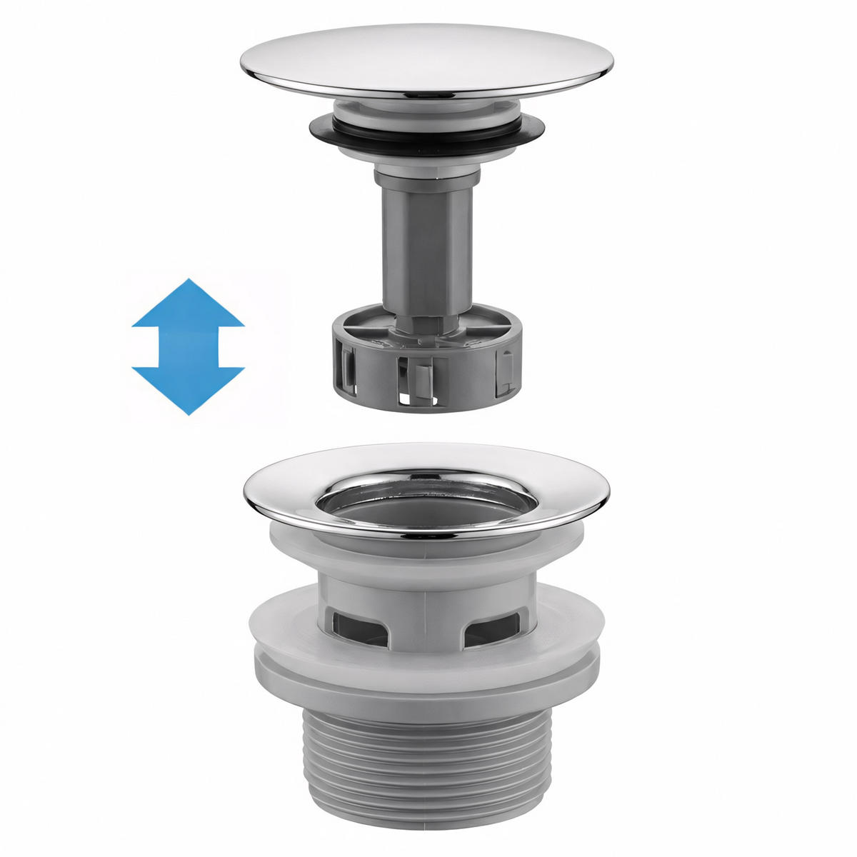 WASCHBECKEN-SIPHON Klik-klak Universal Rea Flow Chrome - Chromfarben, Metall (6.3/8.2/93cm) - REA