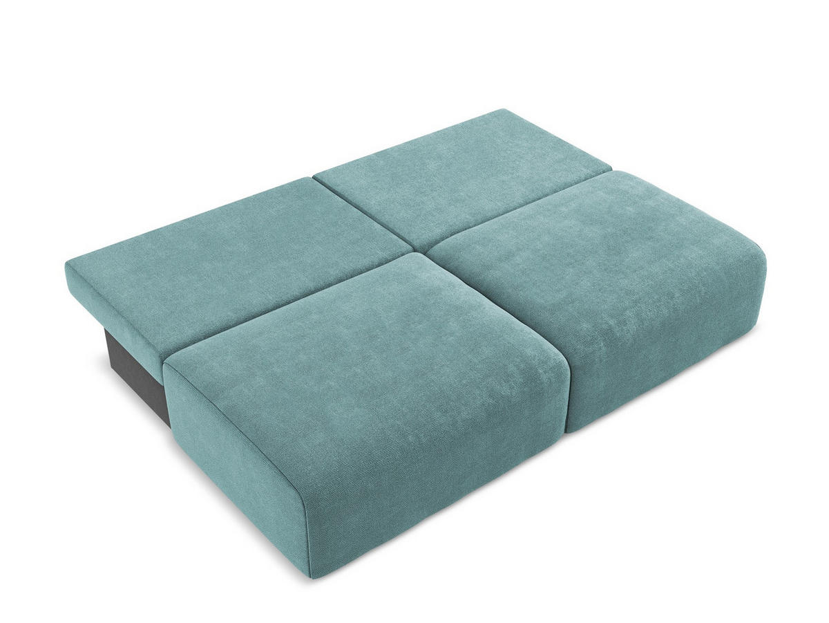 3-SITZER SOFA mit Schlaffunktion Chenille Stoff Blau - Blau/Beige, Kunststoff/Textil (216/79/102cm) - Makamii