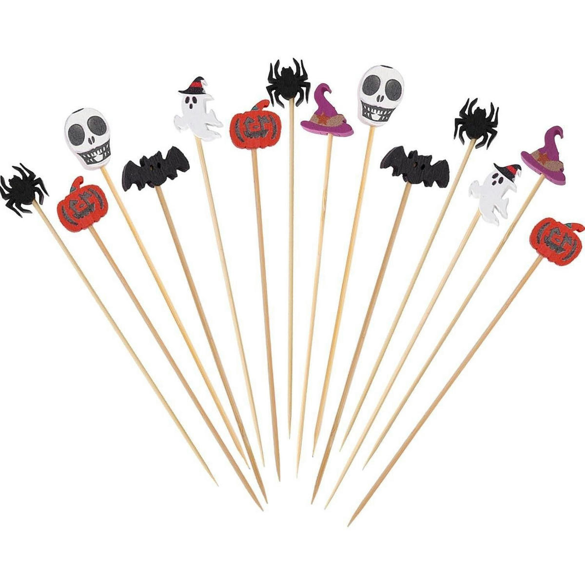 COCKTAILSPIESSE Halloween 100er Set mit Deko - Multicolor, Holz (1/1/12cm)