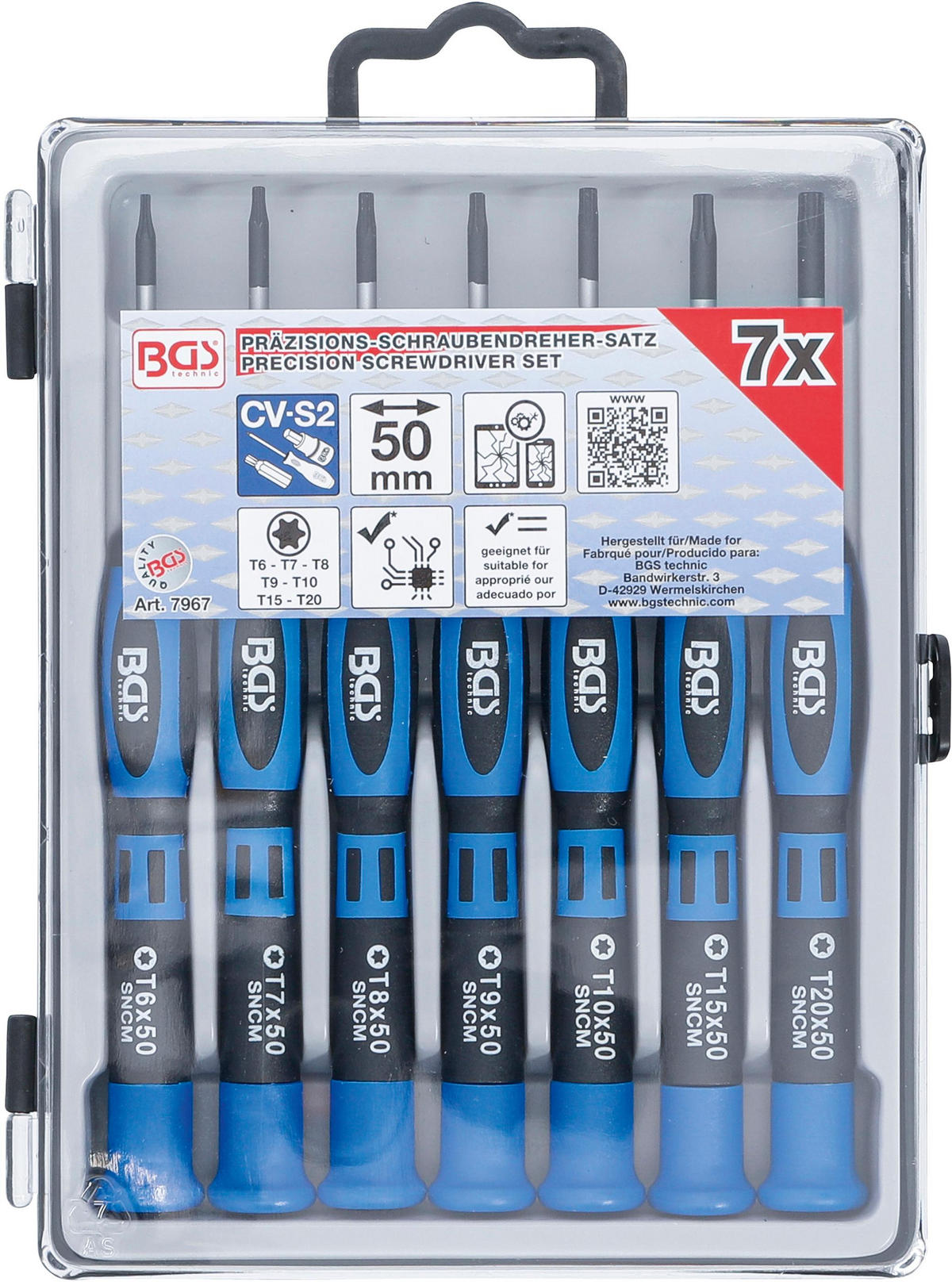 PRÄZISIONS-SCHRAUBENDREHER-SATZ | T-PROFIL (FÜR TORX) | 7-TLG. - Multicolor, Kunststoff/Metall (1/1cm) - BGS technic