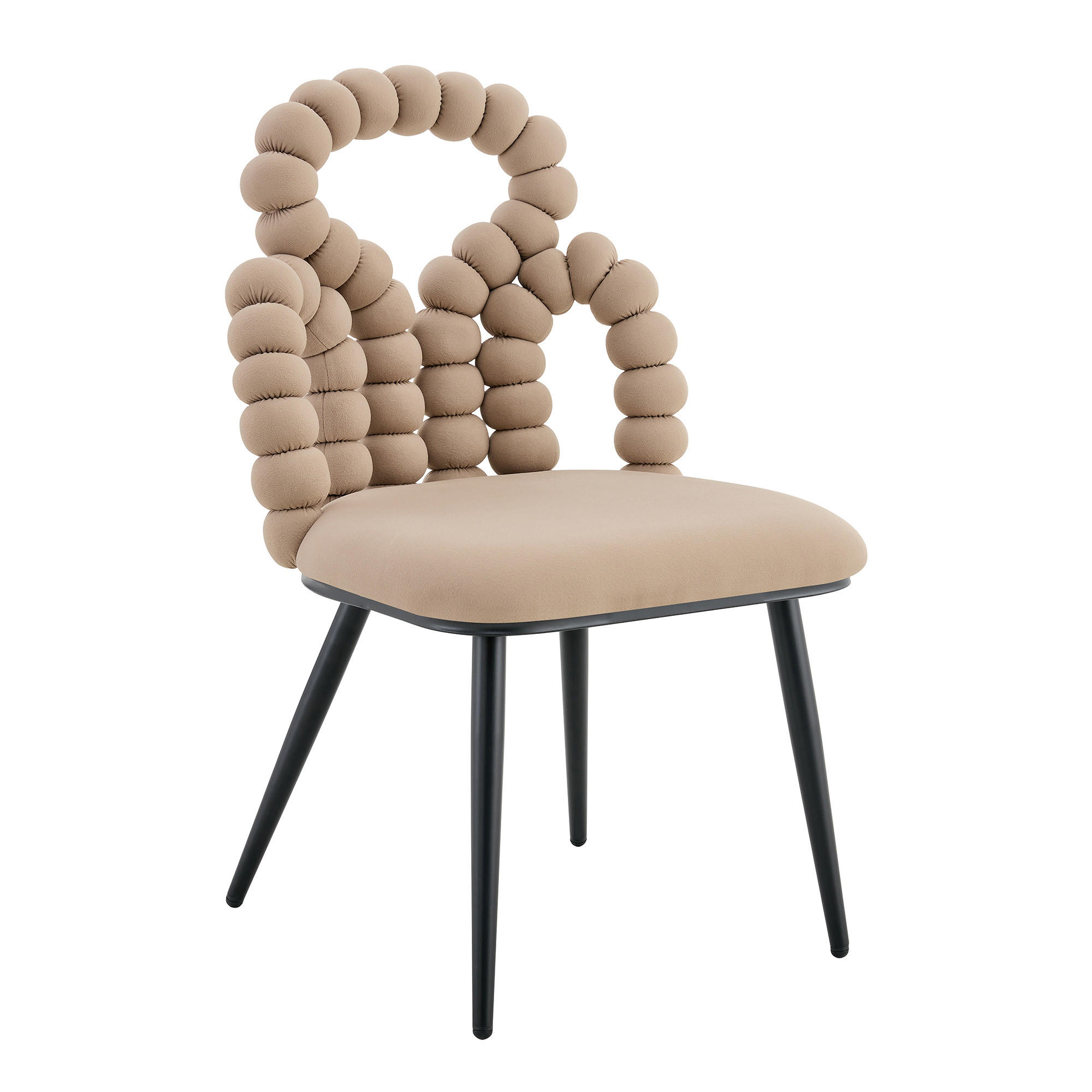 STUHL-SET DE-36759 2 Stück mit Kugelketten-Rückenlehne Camelfarben - Sandfarben, Metall (50/86/48cm) - ComfortXL