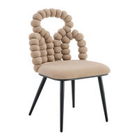 STUHL-SET DE-36759 2 Stück mit Kugelketten-Rückenlehne Camelfarben - Sandfarben, Metall (50/86/48cm) - ComfortXL