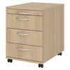 ROLLCONTAINER - 3 Materialschubladen 58/42,8/59 cm in Eichefarben Bogengriff (Metall) - Eichefarben, Holzwerkstoff (42.8/59/58cm) - bümö