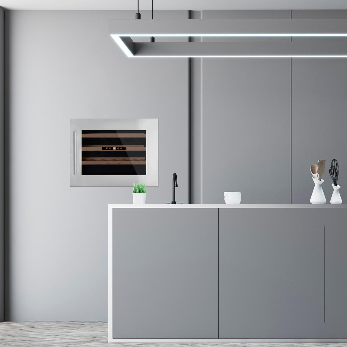 WEINKÜHLSCHRANK CAVCI24 Schwarz, 24 Flaschen, 57L, 3 Regale, Thermodynamische Kühlung, LED, UV-beständig - Schwarz, Metall (59.5/46/56cm) - Les Petits Champs