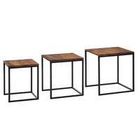 SATZTISCHE 3er-Set ERWIN Sheesham - Braun, Holz (40/40/42cm) - tinkaro