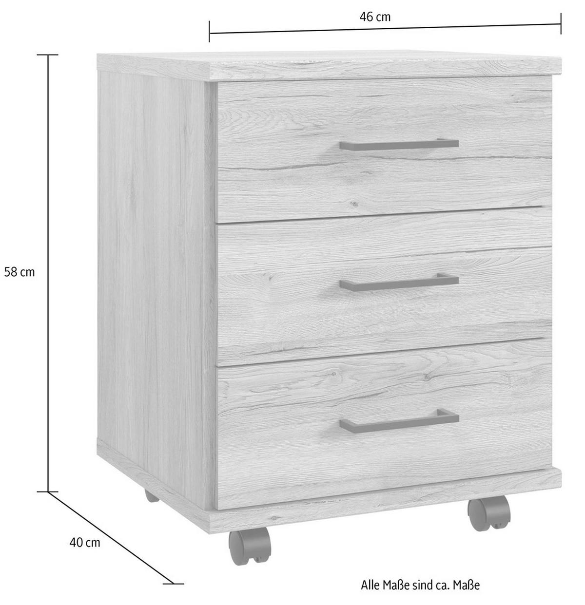 ROLLCONTAINER Home Desk Plankeneiche 46 / 40 / 58cm - Eichefarben, Holz/Holzwerkstoff (46/58/40cm) - Wimex