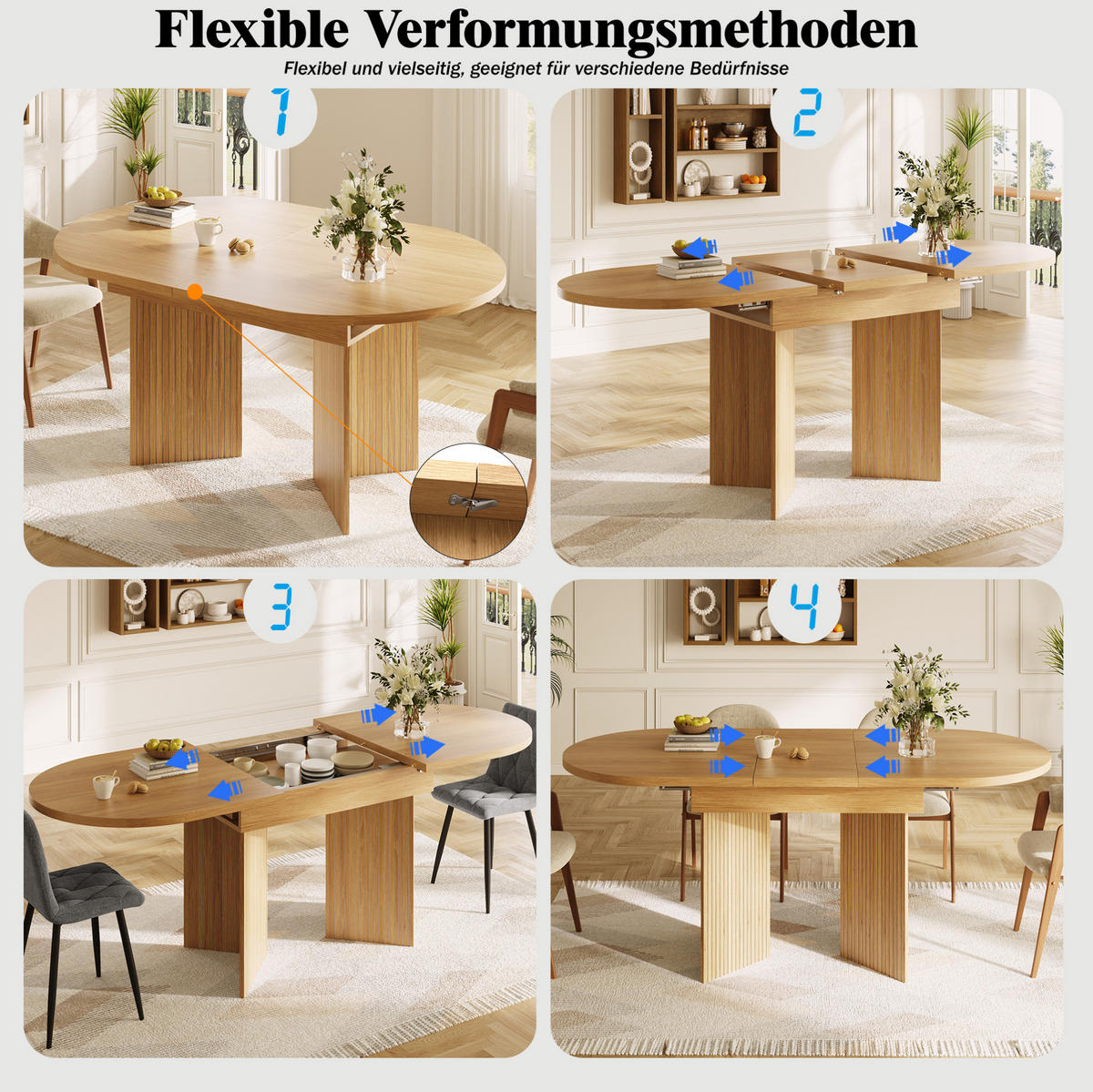 ESSTISCH 120-160/80/75 cm ausziehbar mit flexibler Tischplatte und MDF-Oberfläche, Naturholz - Hellbraun, Holzwerkstoff (120/80/75cm) - Redom