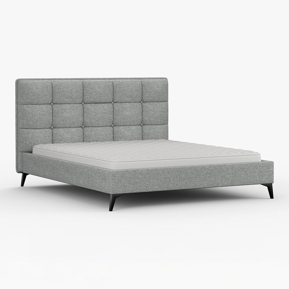 POLSTERBETT SISI, Lattenrost, ohne Bettkasten, gepolsterte Kopfstütze 160/200 in Aschegrau - Hellgrau/Schwarz, Holz/Textil (160/200cm) - imoebel24