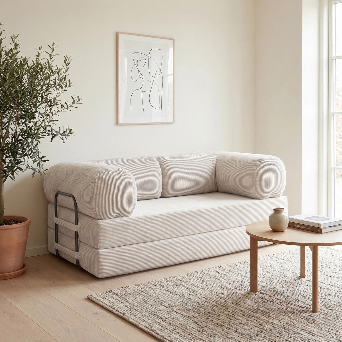 SCHAUMSTOFFSOFA MUNO, ausziehbar, Creme - Beige, Kunststoff/Textil (200/86/62cm) - Idohome