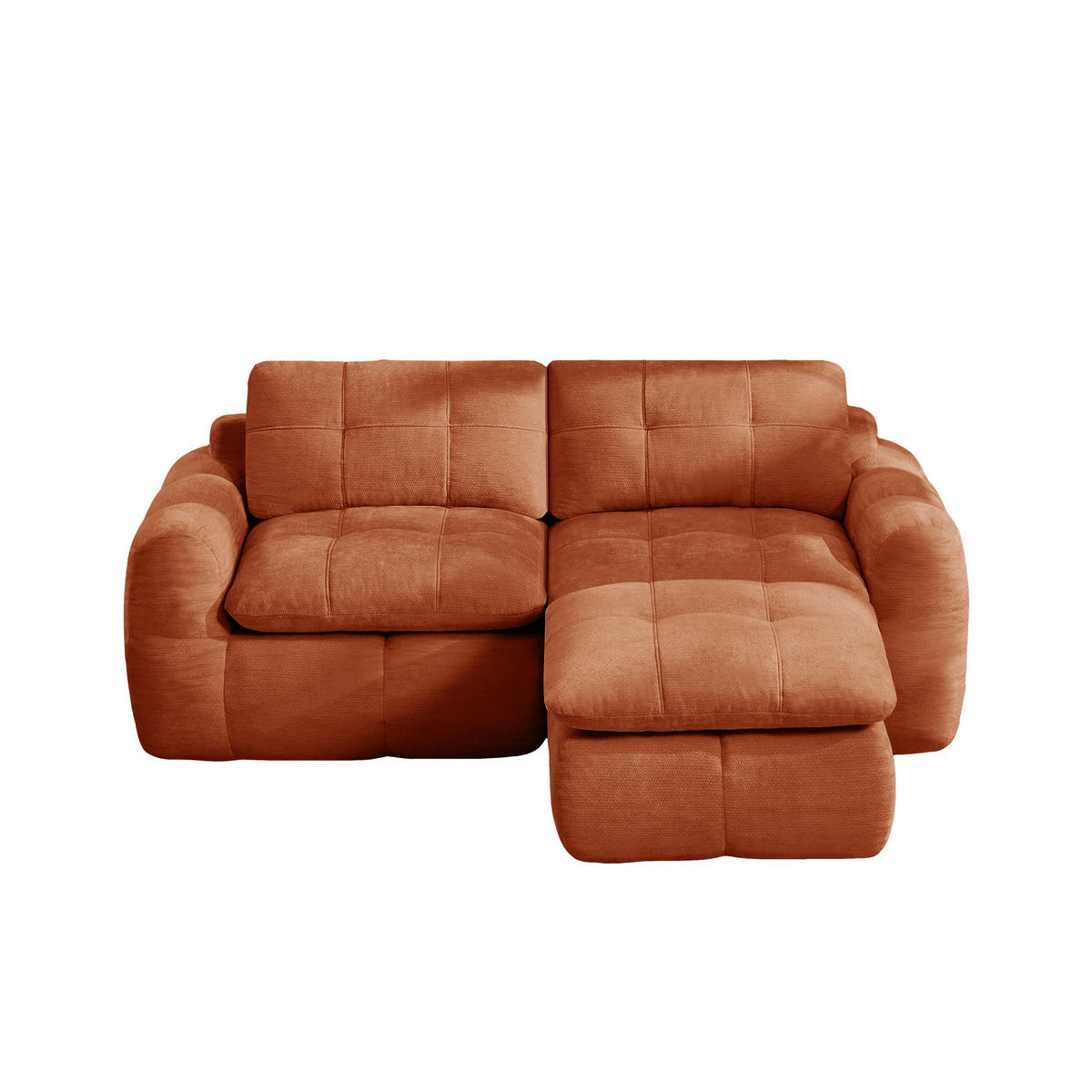 ECKSOFA DE-34464 mit Ottoman und Karostepp-Design Orange - Orange, Textil (160/194cm) - ComfortXL