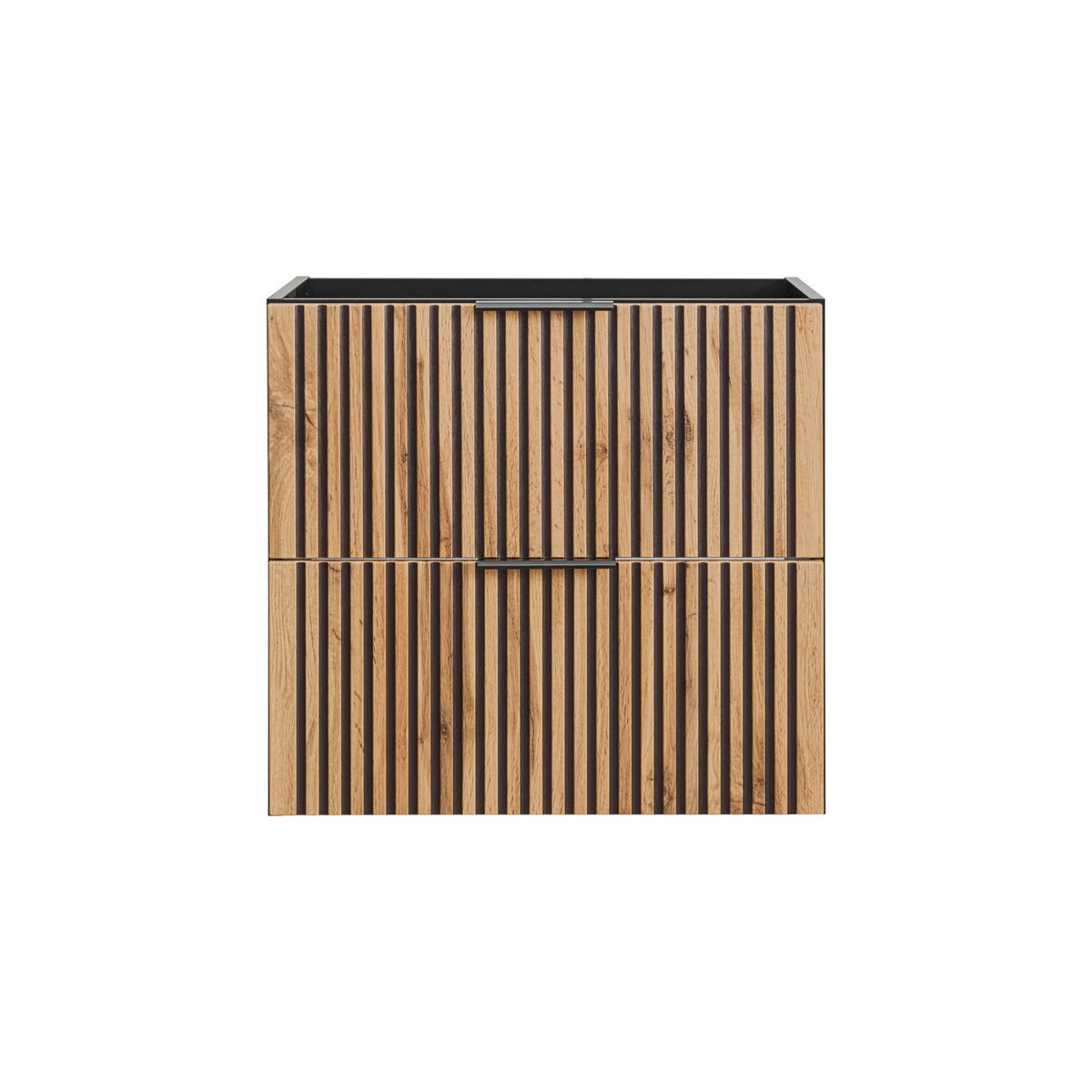 WASHTISCHKOMBI TILO SET3 Profilierte Fronten Schwarz Eiche - Eichefarben/Schwarz, Glas/Holzwerkstoff (60/75/46cm) - Komodee