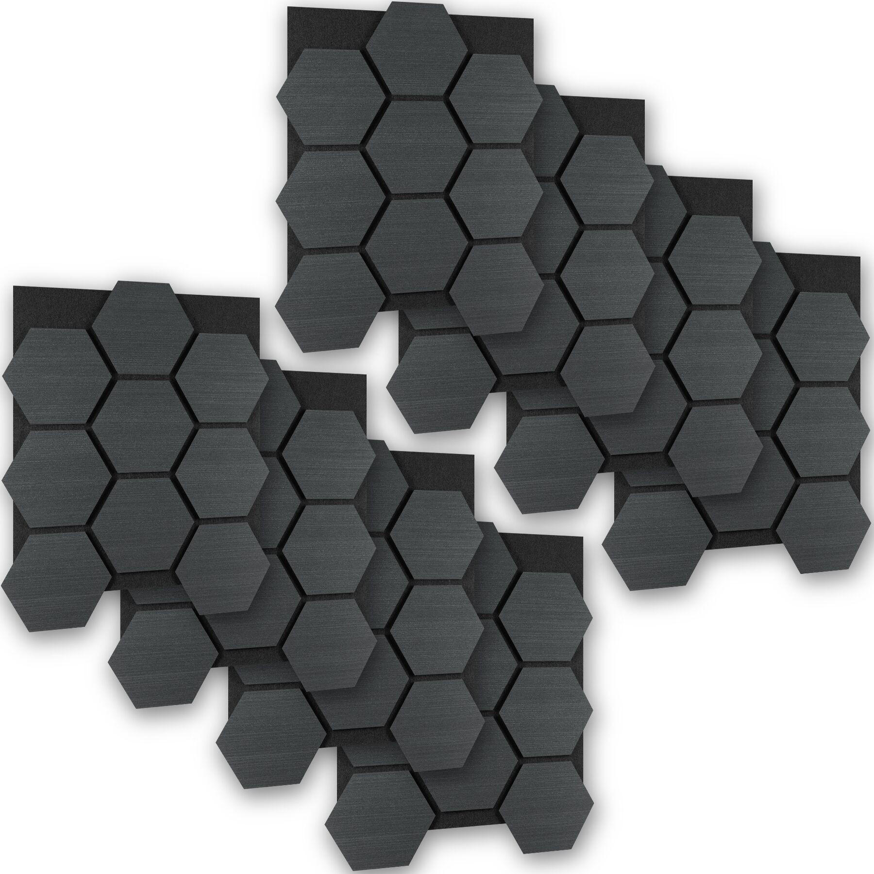 AKUSTIKPANEELE Sonic Shield, je 76 x 62 x 1,8 cm, Größe flexibel anpassbar, Eiche schwarz - Schwarz, Holz (62/1.8/76cm) - tectake