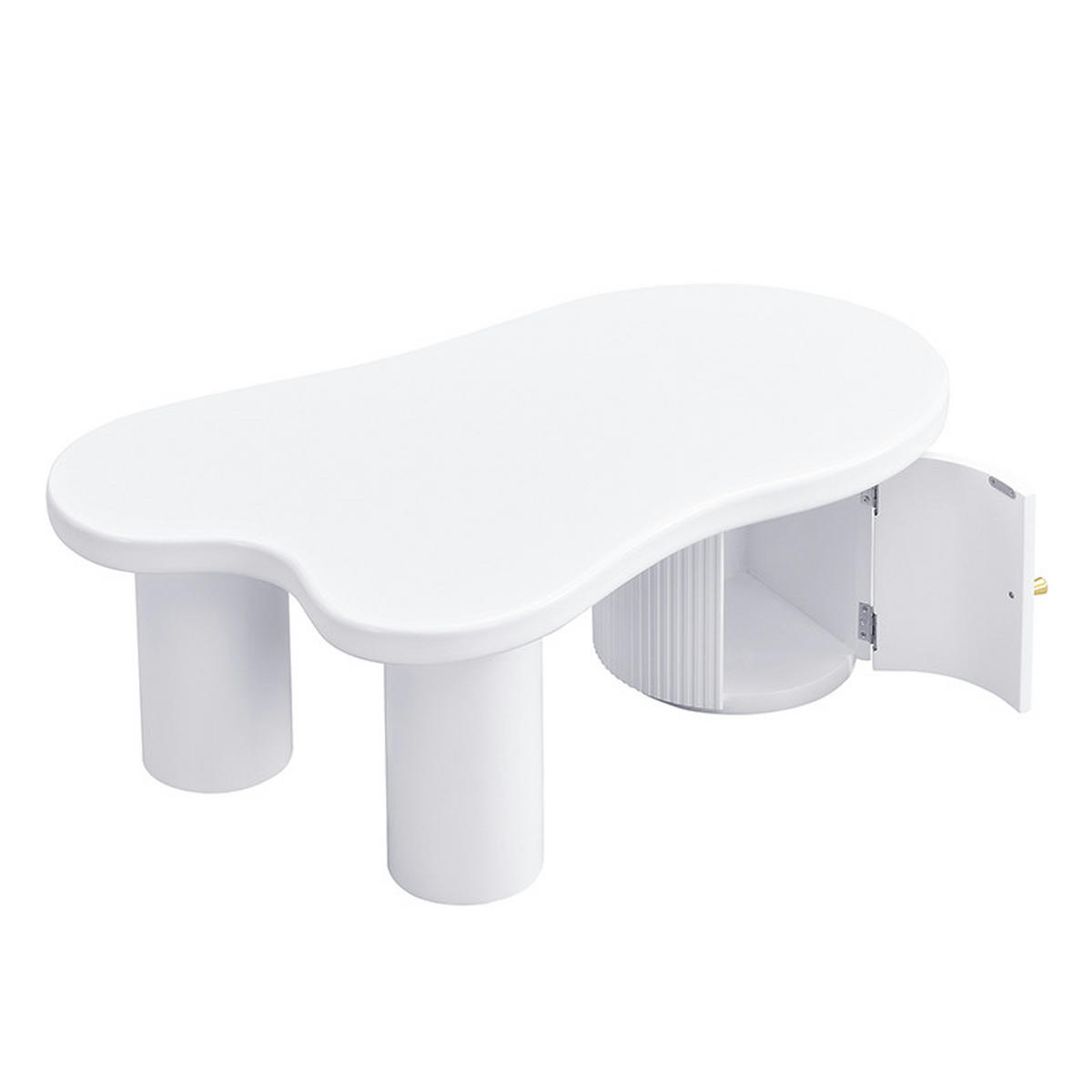 COUCHTISCH 100/60/37 cm asymmetrisch in Weiß mit Stauraum - Weiß, Holzwerkstoff (100/60/37cm) - OKWISH