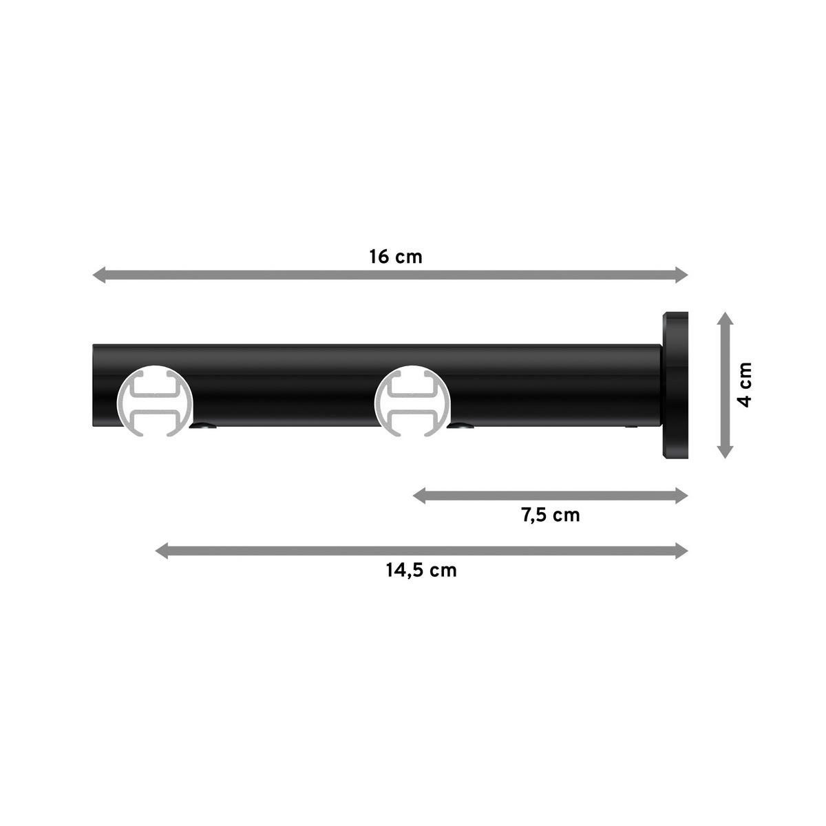 INNENLAUF-GARDINENSTANGEN-SET Platon Santo 280 cm (geteilt in 2 x 140 cm), 2-läufig, 20 mm Ø Schwarz - Schwarz, Metall (280cm) - INTERDECO