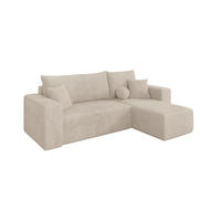 ROHOVÁ SEDAČKA s funkcí spaní, otoman vpravo SENO-L 249x139x85 béžová manšestr - černá/béžová, kompozitní dřevo/textil (249/139cm) - ALTDECOR