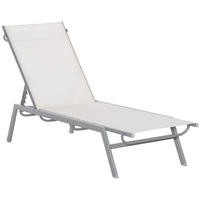 GARTENLIEGE mit 5-stufige Rückenlehne aus Metall, 170 x 58 x 97 cm - Creme, Kunststoff/Metall (58/97/170cm) - Outsunny