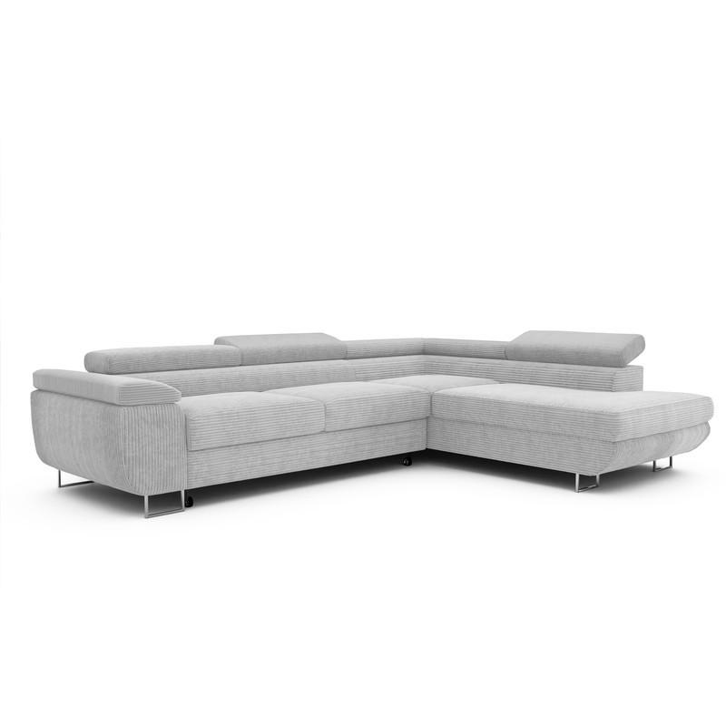 ECKSOFA ANTON mit Schlaffunktion und Bettkasten Hellgrau - Hellgrau, Holzwerkstoff/Kunststoff (274/203cm) - Idohome