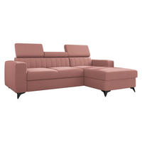 ECKSOFA Milano, Seite: Rechts 2R+LC - Schwarz/Rosa, Holz/Textil (236/172cm) - MIRJAN24
