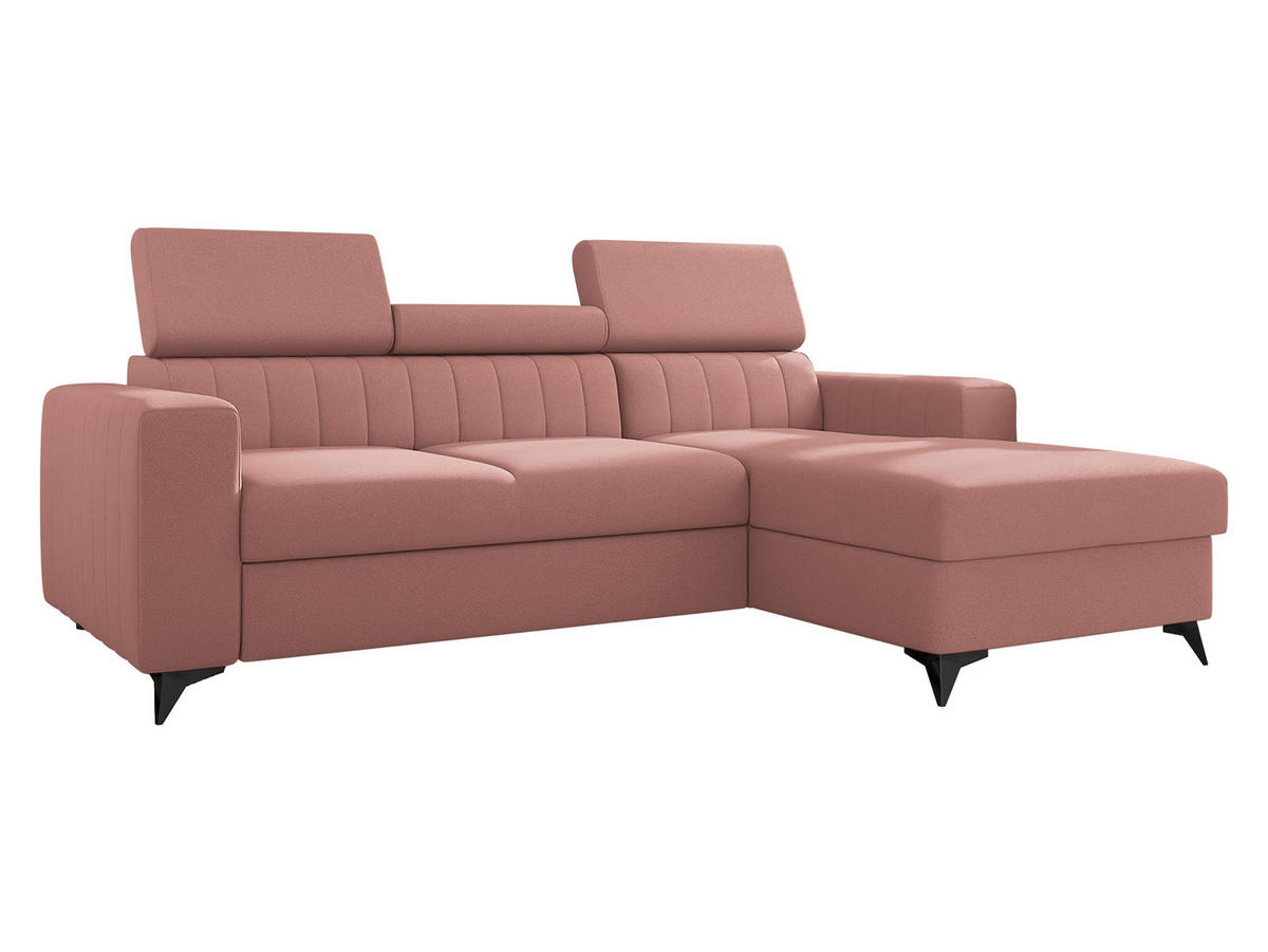 ECKSOFA Milano, Seite: Rechts 2R+LC - Schwarz/Rosa, Holz/Textil (236/172cm) - MIRJAN24