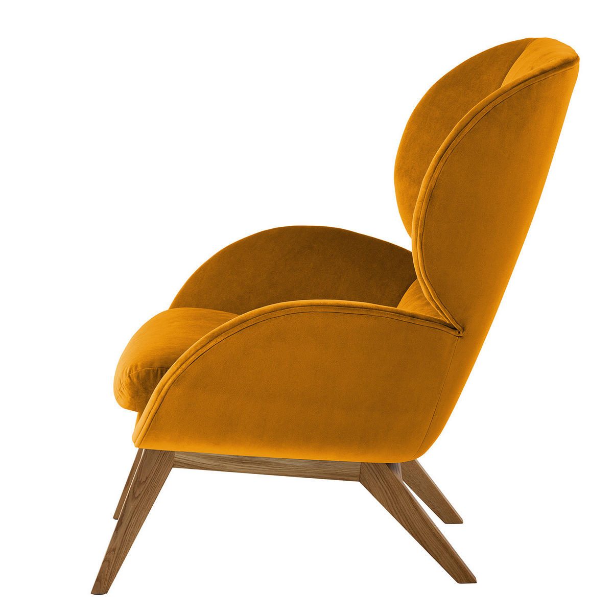 SESSEL - Eichefarben/Orange, Eichenholz/Textil (82/102/90cm) - home24