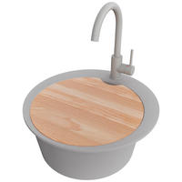 GRANITSPÜLE Pisa, 2-er set Grau 50/50 cm 1 Becken + Küchenarmatur 32/20 cm + Ablauf-Set + Schneidebrett ab 45er Unterschrank - Chromfarben/Beige, Kunststoff (50/20/50cm) - Primagran