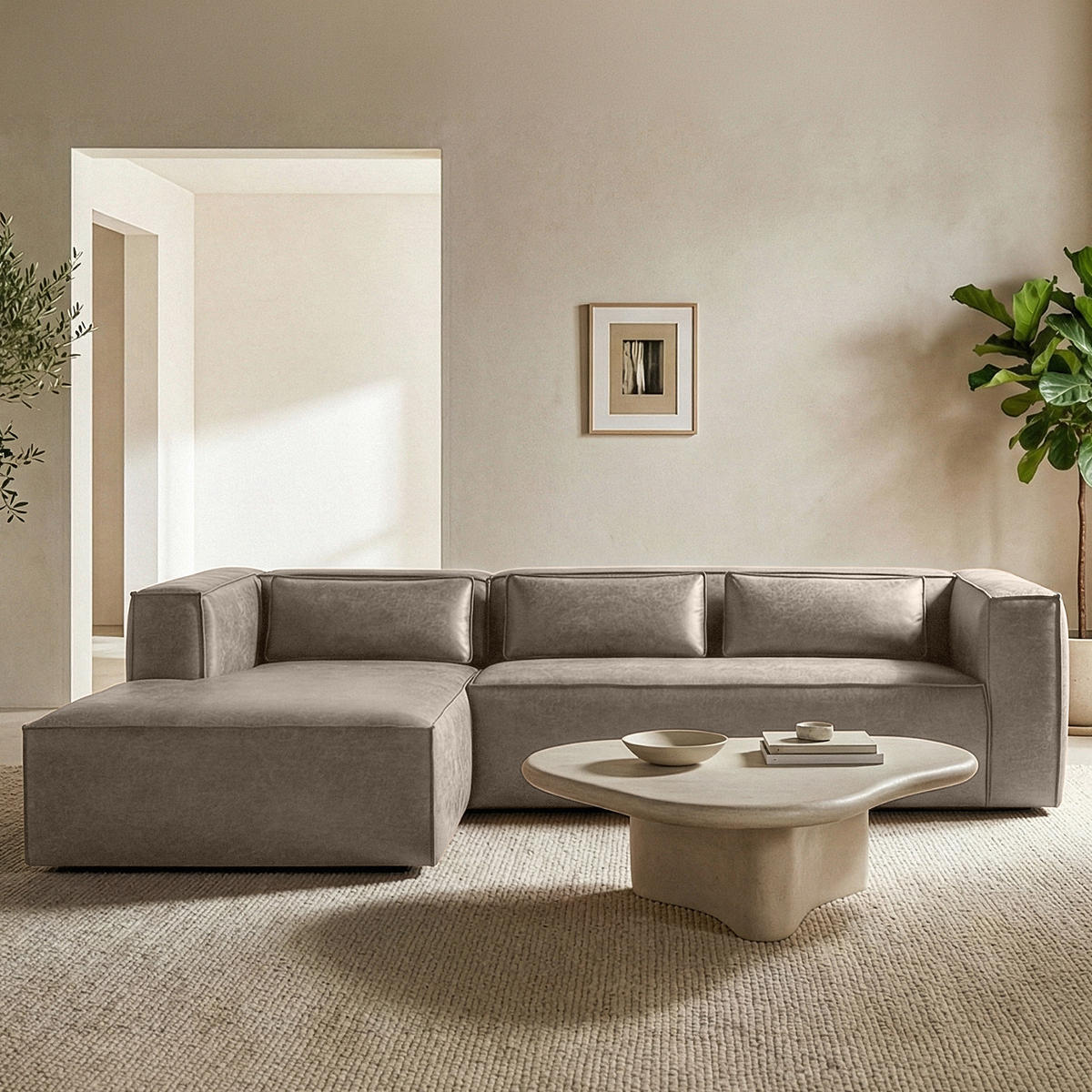 ECKSOFA LINKS FEROX, Hellgrau - Hellgrau, Holz/Holzwerkstoff (300/175cm) - KONSIMO®