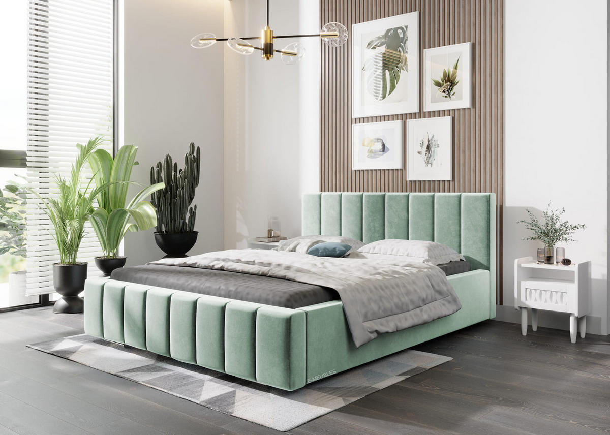 POLSTERBETT Bett 01 - 140x200 - Mint - Mintgrün, Holz/Textil (140/200cm) - Möblo